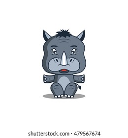 Vector rhino. Cute  rhino cartoon illustrations