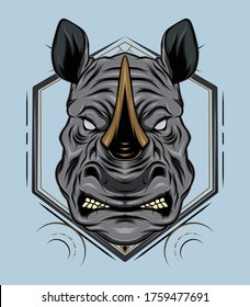 vector rhino mascot logo design with modern illustration concept, style for badge, emblem and shirt printing. angry rhino illustration for sport and e sport team.