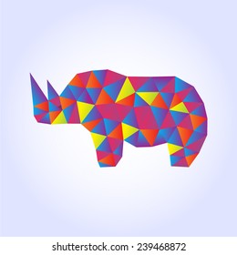 A vector rhino in a polygon style