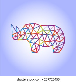 A vector rhino in a polygon style