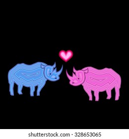vector rhino rhinoceros animal mammal cartoon wild nature horn
