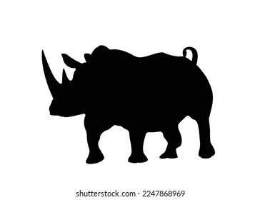 Vektor-Rhino-Silhouette-Seitenansicht für Logo, Vintage-Design einzeln auf weißem Hintergrund.Vektorgrafik einer Silhouette eines Stehens.