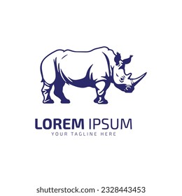 Vector rhino silhouette side view for logo.Vector illustration of a silhouette of a standing.