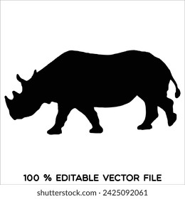 Vector rhino silhouette view side for retro logos, emblems, badges, labels template vintage design element. Isolated on white background