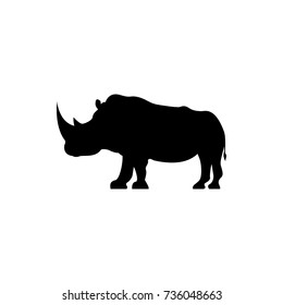 Vector rhino silhouette view side for retro logos, emblems, badges, labels template vintage design element. Isolated on white background