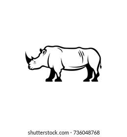Vector rhino silhouette view side for retro logos, emblems, badges, labels template vintage design element. Isolated on white background