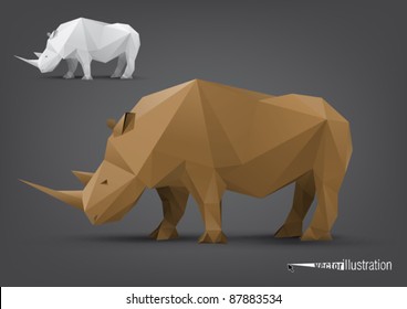 Vector Rhino Stylized Triangle Polygonal Model