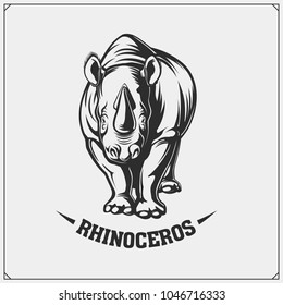 Vektor-Rhinoceros-Emblem auf weißem Hintergrund.