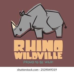 Ilustración de rinoceronte de Vector para camisetas o carteles infantiles