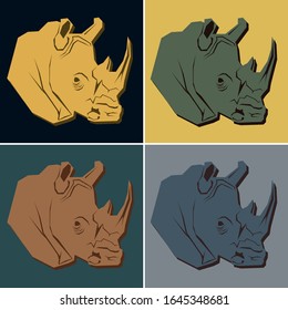 vector rhinoceros logo in multiple colors