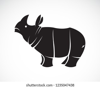 Vector of rhinoceros on a white background. Wild Animals. Easy editable layered vector illustration.