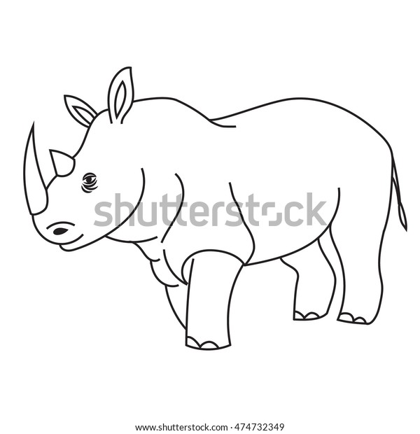 Vector Rhinoceros Outline Stock Vector (Royalty Free) 474732349