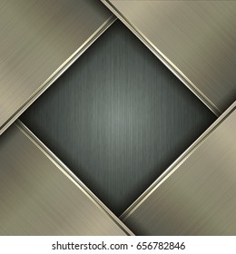 Vector rhombic frame with polished metal plates.