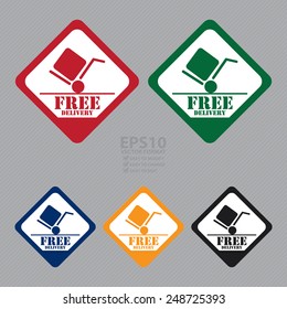 Vector : Rhombus Free Delivery Sign, Icon, Label or Sticker