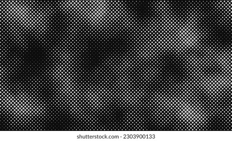 Vector Rhombus Geometric Pattern. Modern Stylish Halftone Texture. Monochrome Grid of Rotated Squares Changing with Noise. Vector Illustration. Pattern for Commercials.