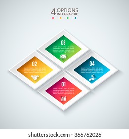 Vector rhombus for infographic. Template for diagram, graph, presentation and chart. Business concept with 4 options, parts, steps or processes. Abstract background.