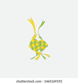 vector rhombus made of rice and coconut leaf icon