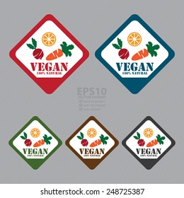 Vector : Rhombus Vegan 100% Natural Sign, Icon, Label or Sticker