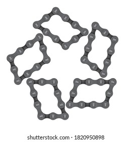 Vector rhombuses forming a star with realistic bicycle chain. Isolated on white background.