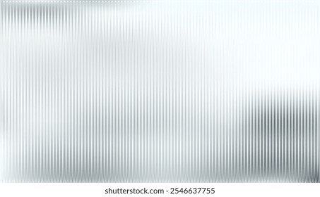 Vector ribbed glass texture background. Light grey white ribbed glass. Mesh gradient. acrylic ribbed bath surface. Ribbed glass background semitransparent overlay. Bath wall window