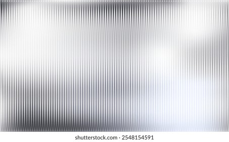 Vector ribbed glass texture background. Light grey white ribbed glass. Mesh gradient. acrylic ribbed bath surface. Ribbed glass background semitransparent overlay. Bath wall window