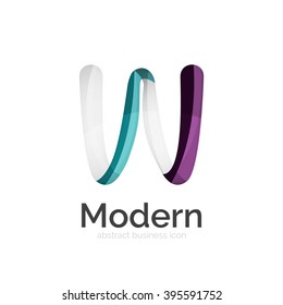Vector ribbon abstract wavy logo isolated on white