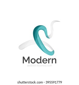 Vector ribbon abstract wavy logo isolated on white