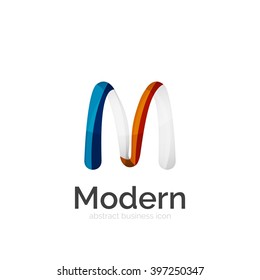 Vector ribbon abstract wavy logo isolated on white