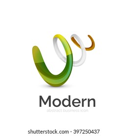 Vector ribbon abstract wavy logo isolated on white