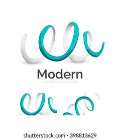 Vector ribbon abstract wavy logo isolated on white