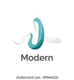 Logo ondulado abstracto de cinta vectorial aislado en blanco