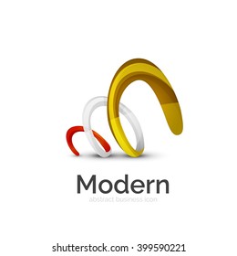Vector ribbon abstract wavy logo isolated on white
