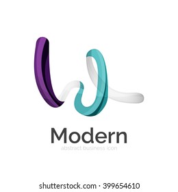 Vector ribbon abstract wavy logo isolated on white
