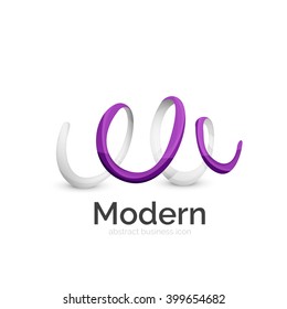 Vector ribbon abstract wavy logo isolated on white