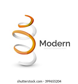 Vector ribbon abstract wavy logo isolated on white