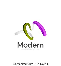 Vector ribbon abstract wavy logo isolated on white