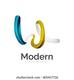 Vector ribbon abstract wavy logo isolated on white