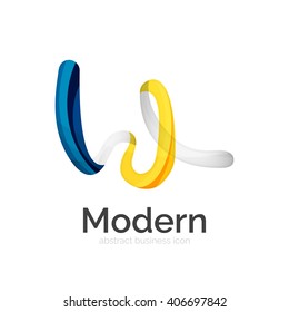 Logo ondulado abstracto de cinta vectorial aislado en blanco