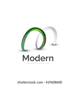 Logo ondulado abstracto de cinta vectorial aislado en blanco