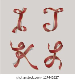 Vector ribbon alphabet - letters I, J, K, L