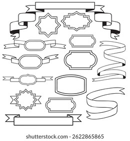 Vector Ribbon and Badge Set – Outline Design Collection