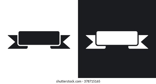 Vector ribbon banner icon. Two-tone version on black and white background