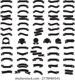 Vector ribbon banner silhouette icon pack featuring curved wavy notched label badge decorative graphic shape collection

Professional ribbon and banner vector collection featuring twenty five assorted decorative shapes arranged in an organized grid composition on a pure white background. This graphic design element assortment includes straight rectangular ribbons, curved banner forms, wavy labels, folded strips, pointed tails, angled ends, notched shapes, and ornamental badge styles created in bold black monochrome silhouettes. Each decorative element is separated clearly with balanced spacing and consistent visual weight for flexible usage across creative branding and promotional projects. Ideal for packaging design, advertising graphics, website headers, presentation layouts, social media templates, award labels, product tags, sale announcements, editorial compositions, scrapbook decoration, printable materials, invitation cards, business branding, and commercial stock illustration projects. Clean vector styling with crisp edges ensures excellent scalability and usability for typography framing, decorative overlays, emblem creation, signage systems, marketing visuals, certificate templates, infographic decoration, and contemporary clipart applications. The organized flat lay arrangement highlights the variety of banner structures while maintaining a professional and versatile aesthetic suitable for both digital and print production without gradients, textures, shadows, or realistic rendering.