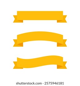 Vector Ribbon Banner. Yellow Ribbon Banners. Golden Ribbon Banners isolated in flat design. Modern design. Vector illustration