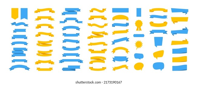 Vector Ribbon Banners in colors Ukraine flag. Ribbons Banners blue and yellow color. Vector illustration