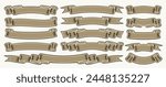 Vector Ribbon Banners Set, collection of isolated illustrations horizontal elegant banners for slogan, group of 14 variety ribbons with copy space, decorative design elements set on white background