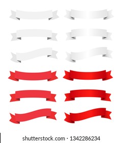 Vector ribbon banners set. Colorful ribbon banners elements isolated on white