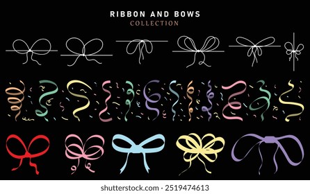 VECTOR RIBBON AND BOW, BIRTHDAY, CELEBRATION, CHRISTMAS, ELEMENT DESIGN