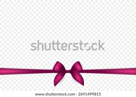 Vector Ribbon with Bow for Gift Decoration and Packaging Design. Blue Ribbon for Celebration, Event and Invitation. Blue Ribbon Illustration for Holiday Card, Present Wrapping, Festive Template
