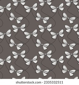 Icono de arco de cinta vectora sin inconvenientes. Dibujo continuo de línea. Ilustración festiva dibujada a mano, fondo de vacaciones. Papel tapiz, tela, textil, papel de embalaje, embalaje, diseño gráfico.